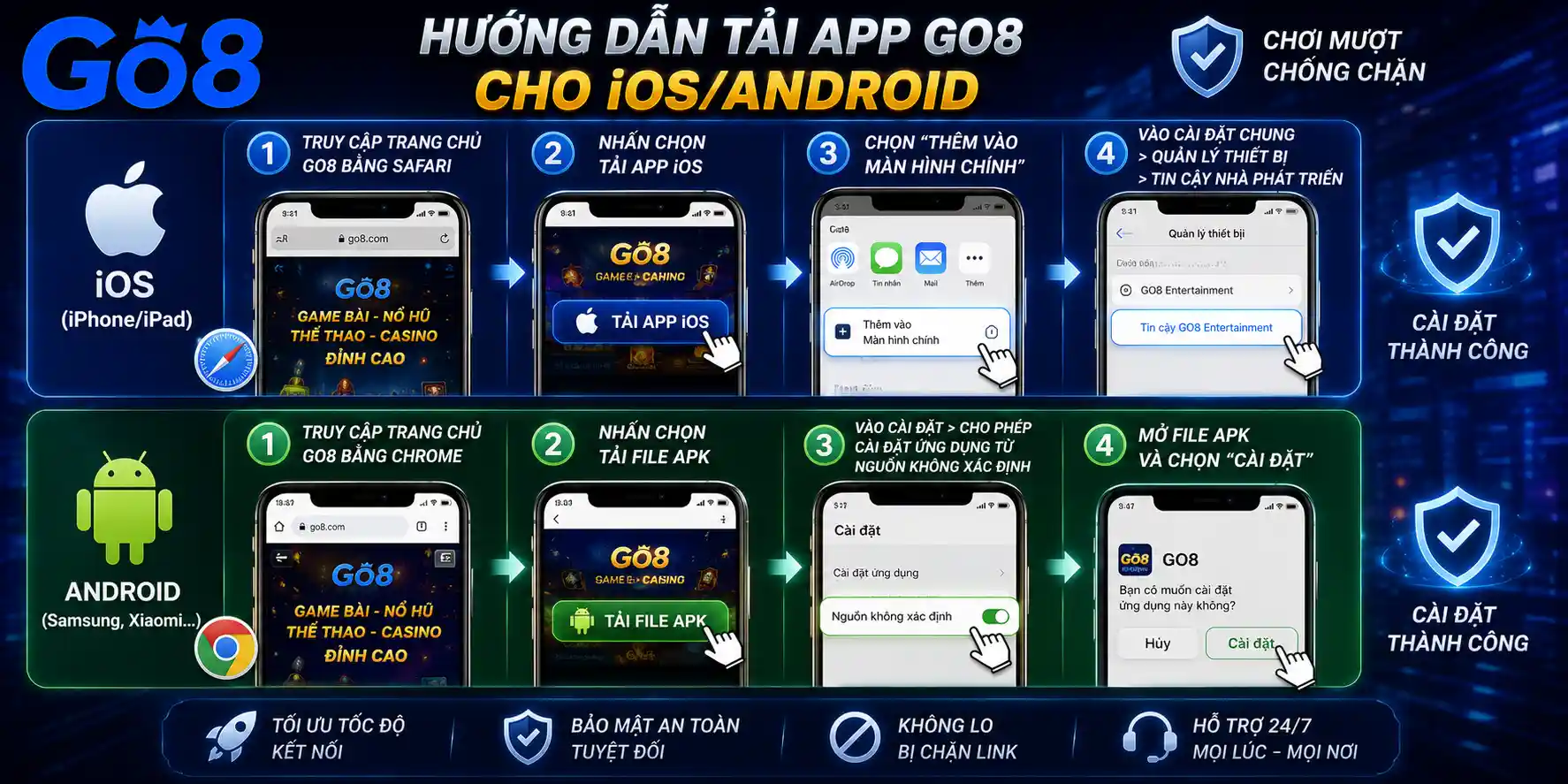 Hướng dẫn tải App GO8 cho iOS/Android mượt mà